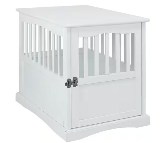 White Pet Crate End Table with Gate - Small