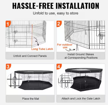 24 in. H Pet Fence Puppy Crate Kennel
