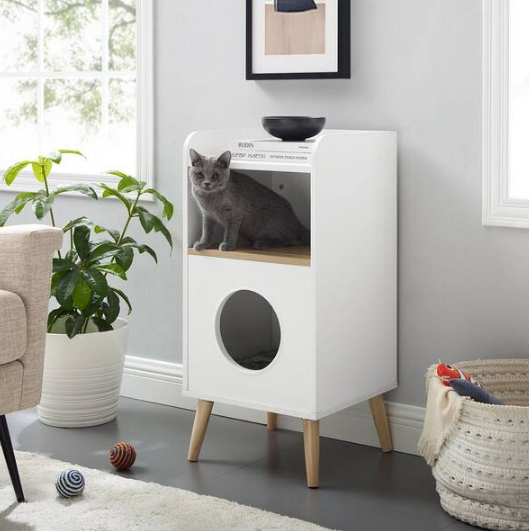 Becky 32 in. White Cat Tree Bookshelf