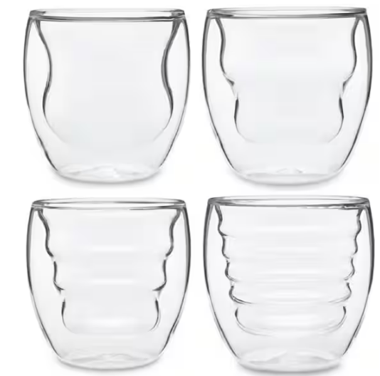 8 oz. Double Wall Beverage Glasses and Tumblers (Set of 4)