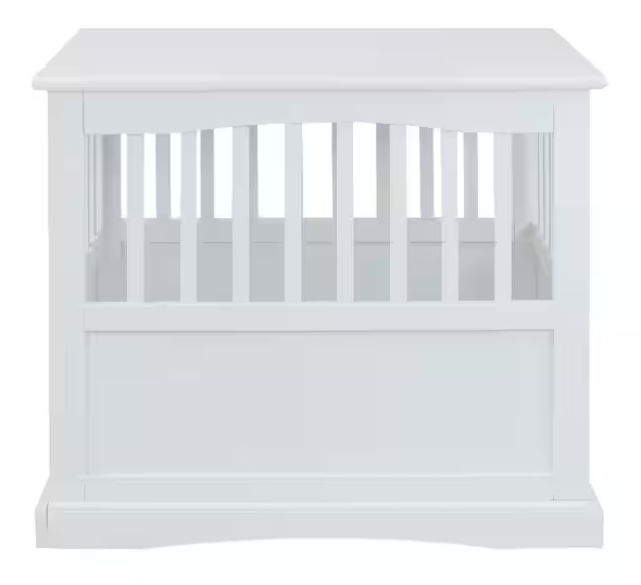 White Pet Crate End Table with Gate - Small