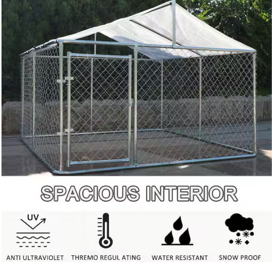 Silver Galvanized Outdoor Heavy-Duty Dog Kennel Dog Pens