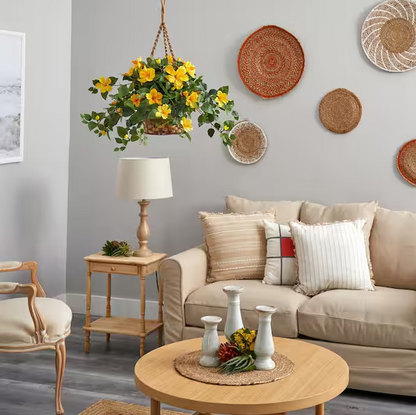 22 in. Artificial Hibiscus Hanging Basket