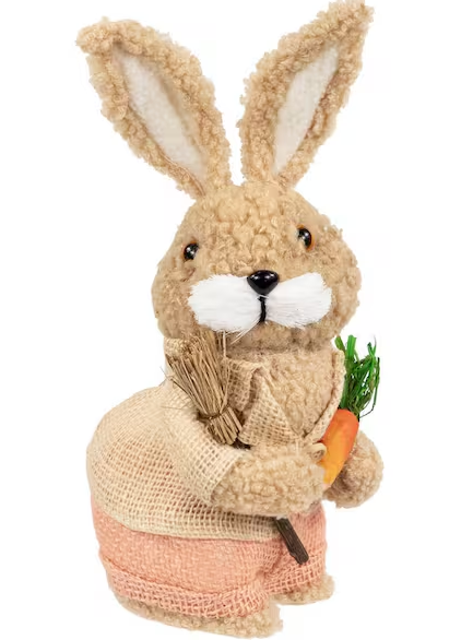 Plush Boy Easter Rabbit Figurine with Carrots-11 in.