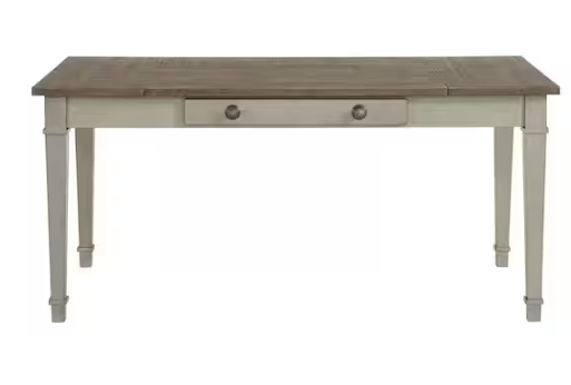 Medium Brown and Washed Stone Wood 66 in. Rectangular 4-Legs Dining Table