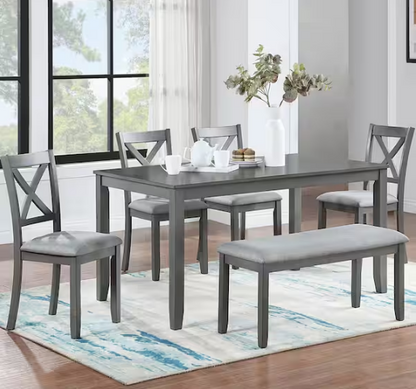 6-Piece Gray Kitchen Dining Table Set