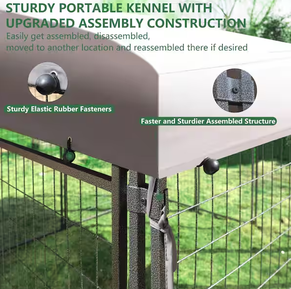 Outdoor Dog Kennel Fence with Rotating Feeding Door