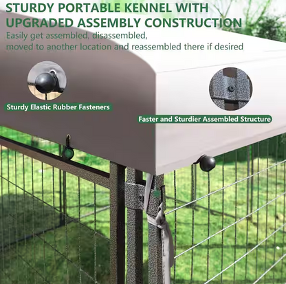 Outdoor Dog Kennel Fence with Rotating Feeding Door