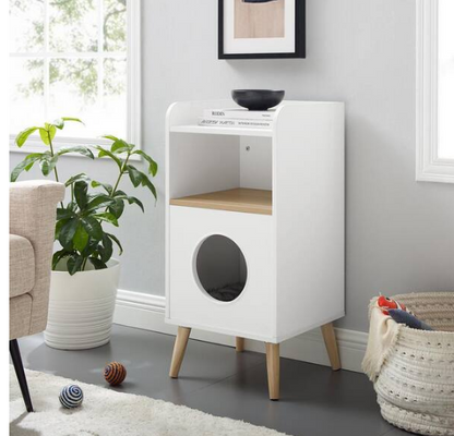 Becky 32 in. White Cat Tree Bookshelf