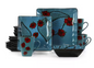 16-Piece Patterned Blue Stoneware Dinnerware Set
