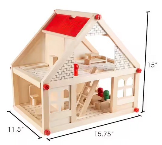 Classic Pretend Play 2 Story Wood Playset