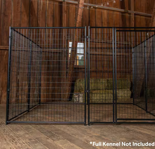 6 ft. H x 5 ft. W Black Metal Welded Wire Kennel Fence Panel