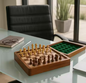 Brown 10 in. x 2 in. Acacia Wood Magnetic Chess Table Game Set