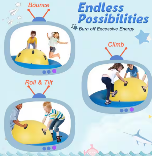 7.5 ft. Inflatable Dome Rocker Bouncer with 6-Handles