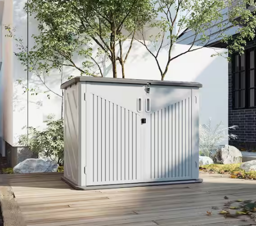 White Outdoor Waterproof Resin Deck Box With Floor