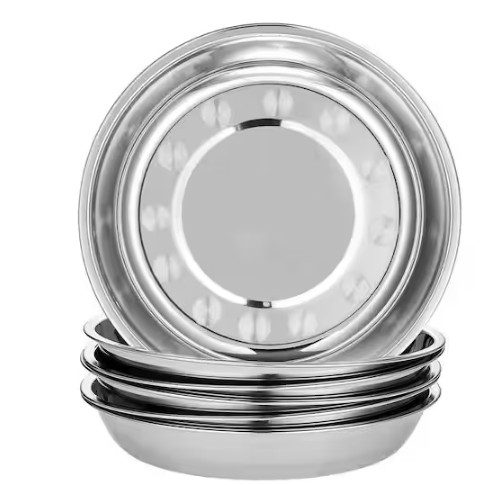 6 Piece 18/10 Stainless Steel Round Plates