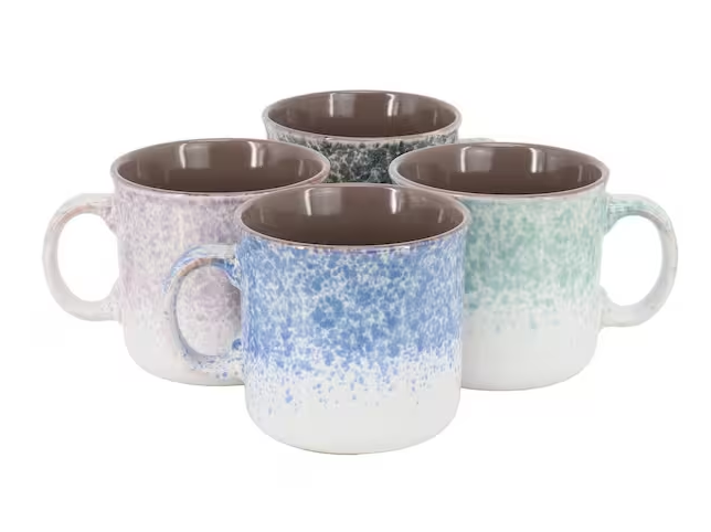4 Piece 19 Ounce Stoneware Straight Shape Beverage Mug Set