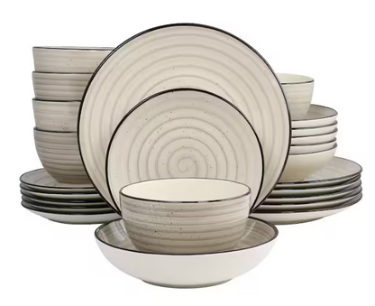 Gia 24 Piece Stoneware Dinnerware Set in Cream