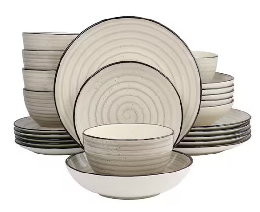 Gia 24 Piece Stoneware Dinnerware Set in Cream