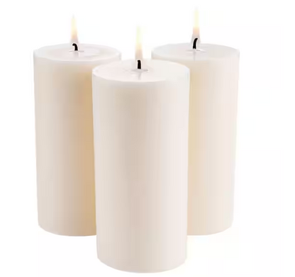 3-Pack White Unscented Pillar Candles