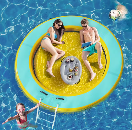 8 ft. Round Inflatable Floating Dock Platform Water Hammock
