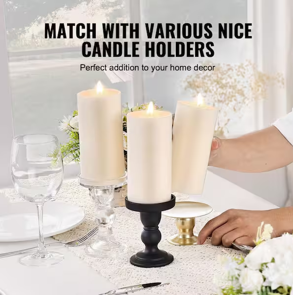 3-Pack White Unscented Pillar Candles
