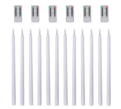 15 in. H White LED Taper Candles with Remote Timer