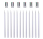 15 in. H White LED Taper Candles with Remote Timer