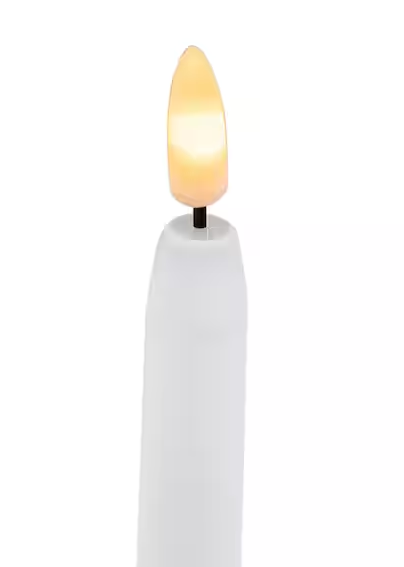 15 in. H White LED Taper Candles with Remote Timer