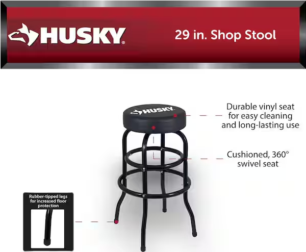29 in. Shop Stool with 360° Swivel Seat