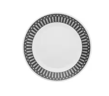 Actual 10.24" Black and Ivory Dinner Plates (Set of 6)