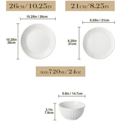12-Piece White Porcelain Dinnerware Set
