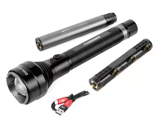 Dual Power Focusing Aluminum Rechargeable Flashlight