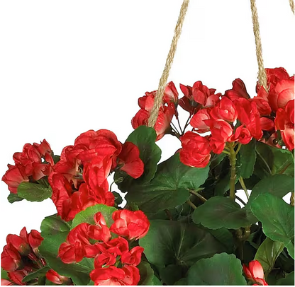 24 in. Artificial Geranium Silk Hanging Basket