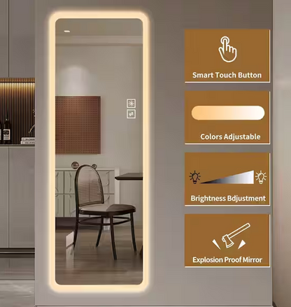 22 in. W x 65 in. H Rectangle Frameless LED Full Length Mirror