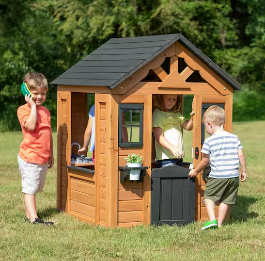 Outdoor All Cedar Wooden Kids Playhouse