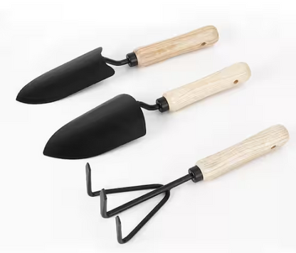 3-Piece Wood Handle Garden Tool Set