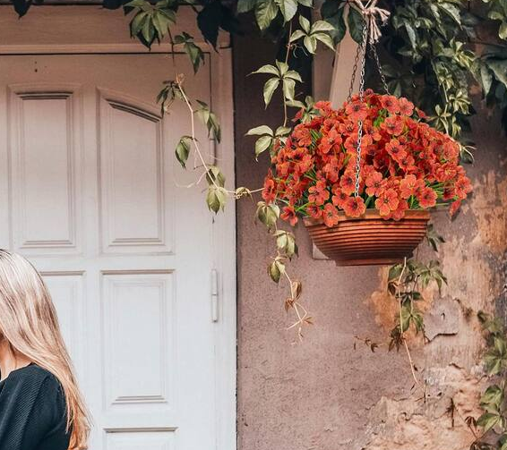 14 in. Orange Artificial Boxwood Flowers