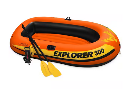 300 Inflatable Fishing 3 Person Raft Boat with Pump and Oars (3-Pack)