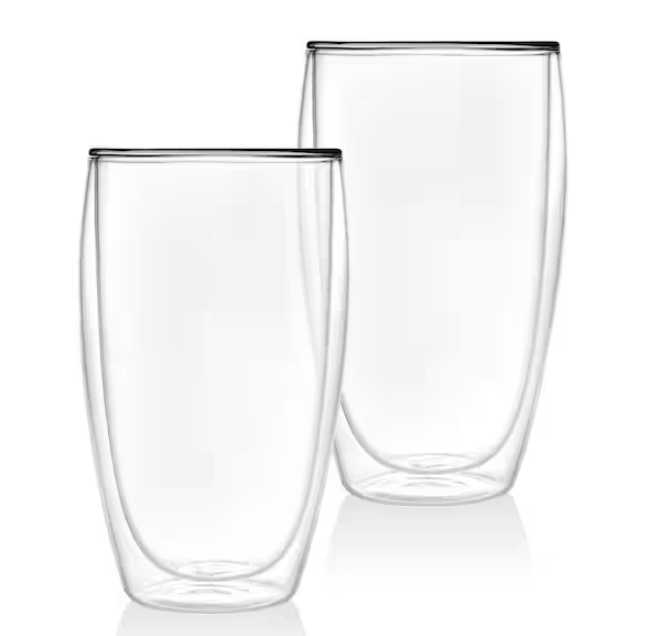 Double Wall 16 oz. Crystal Coffee Glass pair