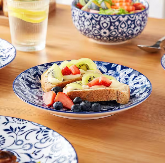 12-Piece Blue Porcelain Dinnerware Set