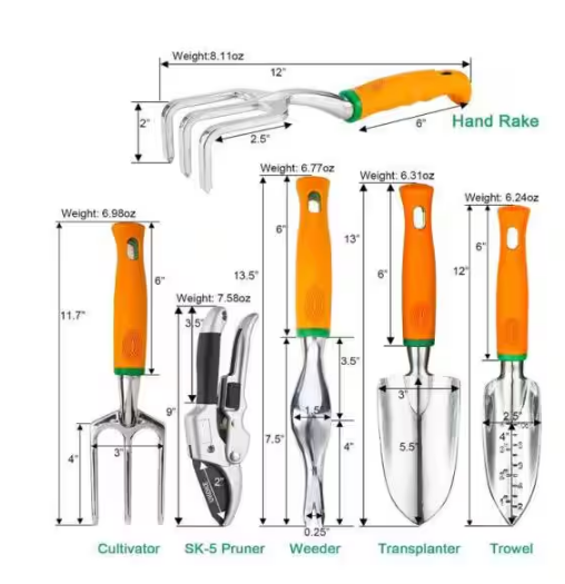 6 in. Garden Tool Set, Aluminum Hand Tool Kit Handle Trowel 12-Piece