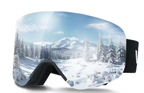 Frameless Silver Mirror Lens OTG Anti-Fog Snow Goggles