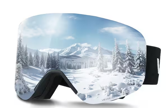 Frameless Silver Mirror Lens OTG Anti-Fog Snow Goggles