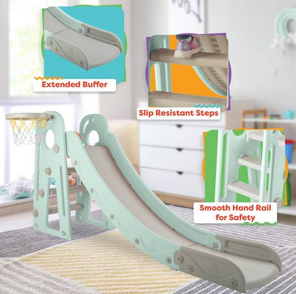 Toddler Slide with Basketball Hoop, Blue