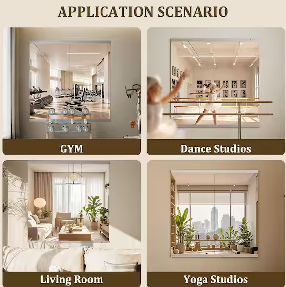 2-Pieces 30 in. W x 58 in. H Rectangle Frameless Gym Mirror