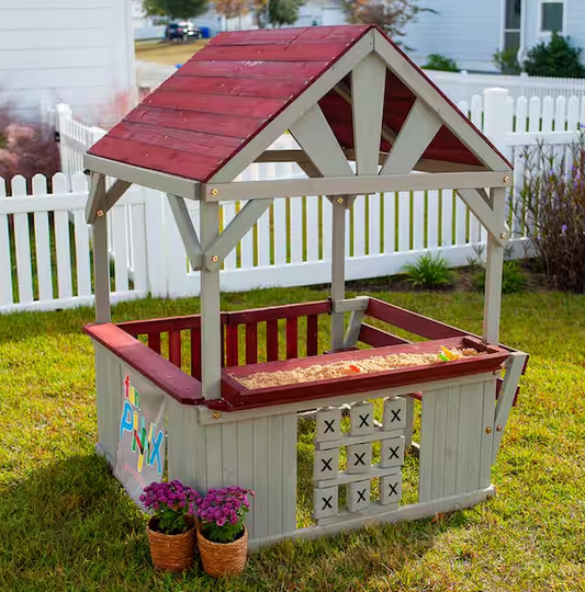 Kids Outdoor Wooden Playhouse with Sandbox