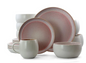 16-Piece Rustic Pink Stoneware Dinnerware Set