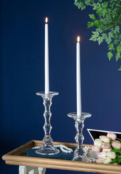 15 in. H White LED Taper Candles with Remote Timer