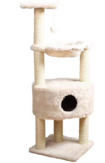Cream Baza Grande Cat Tower, Scratching Posts
